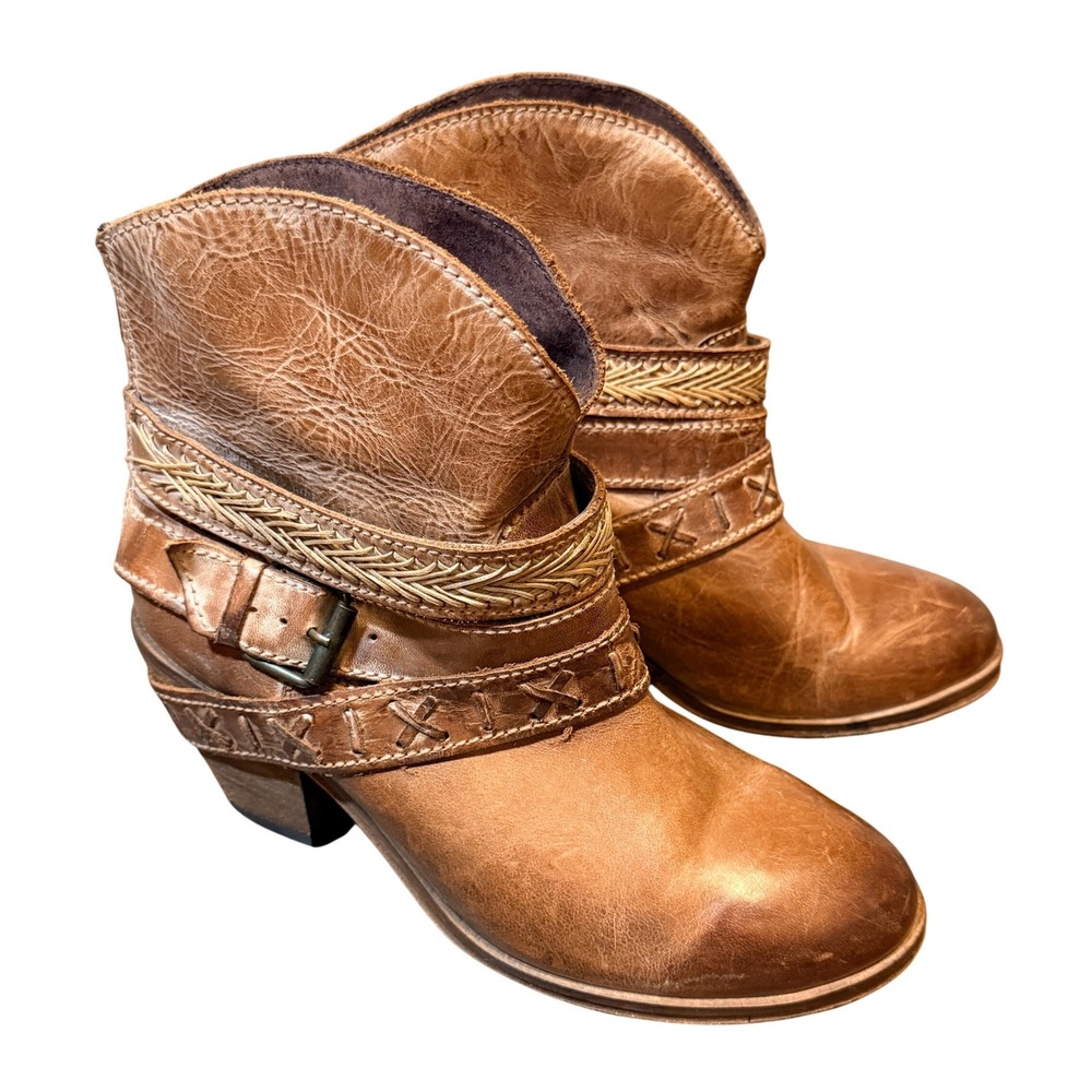 Indie Spirit by Corral Western Mixed Strap Ankle Heeled Boot, Cognac, 8.5